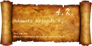 Adametz Kristóf névjegykártya